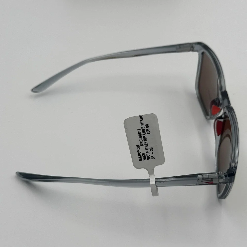 Nike Circuit 55mm Square Sunglasses Wolf Grey Orange Mirror NWT
